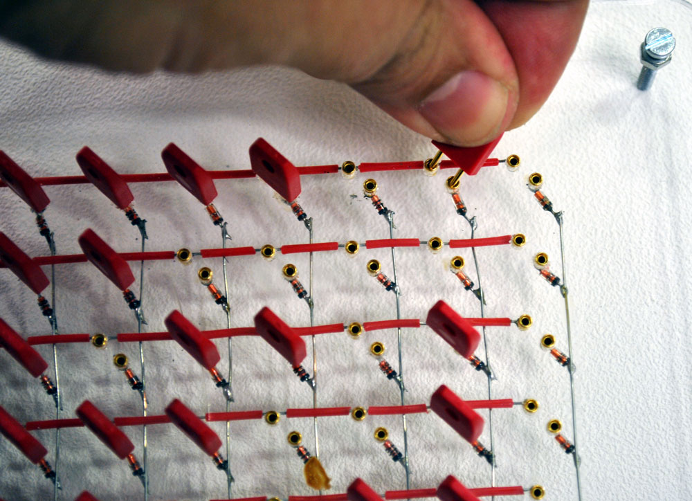 Close-up photograph of laboratory ROM using jumpers