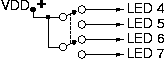 VDD to SPST/SPDT to LED connection diagram