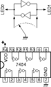 Elementary flip-flop made out of two inverters