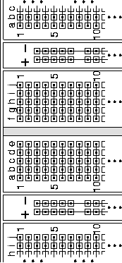 Internal connections among breadboard pins