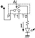 Circuit for pin T0 of the switch lighting up the LED