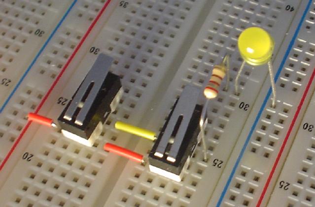 Photo: Two switches in parallel, both undepressed