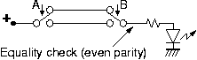 Circuit of XOR logic using two SPDT switches