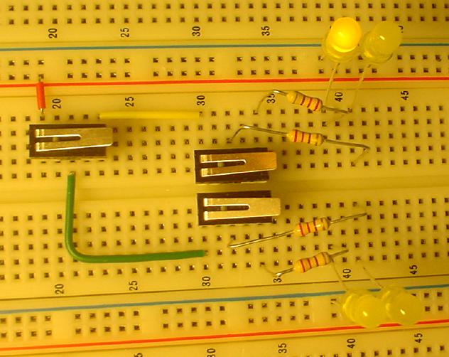 Photograph of 2-to-4 decoder using a tree of switches