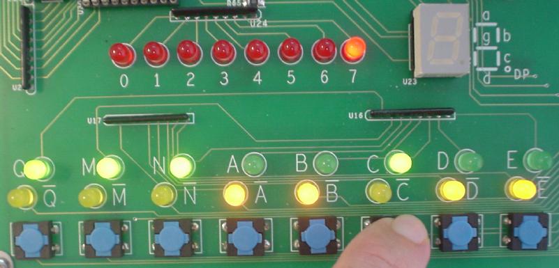 Input switch and output LED closeup; sw.C-LED.7 conn.