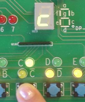 Seven-segment display lighting up