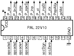 PAL 22V10 pin-out for assistance in making the control ckt