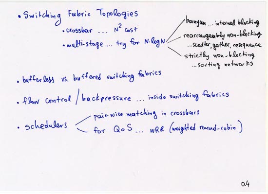 Fabric topologies, flow control, scheduling